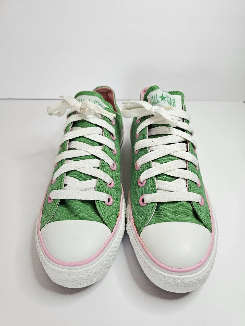 Vintage 2004 Converse All Star Green Pink Low Top Sneakers Women's 7 Y2K RARE